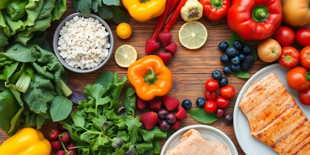 Vibrant anti-inflammatory meal with colorful vegetables and lean protein.